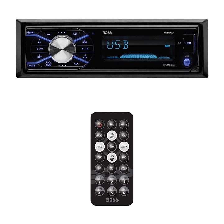 Boss Mechless AM/FM Receiver USB/SD Front Aux In Detachable Front Panel Remote 628UA