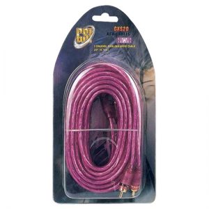 20 ft RCA 2 Channel Aluminum Shield Audio Cable, Gold Plated RCA Connector (GXS20)