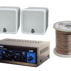 4'' 200 Watt White Mini Cube Bookshelf Speaker System (KTHA4WT)