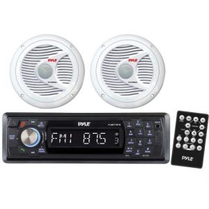 In-Dash Marine Bluetooth Detachable Face Receiver USB/SD Inputs, Remote + 2x 6.5" 150W Speakers (KTHSP340)