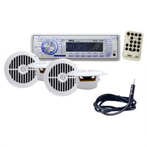 In-Dash Marine AM/FM PLL Tuning Radio w/ USB/SD/MMC Reader + Speakers + Marine Wire Antenna (KTMRCR113)