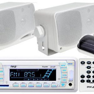 Pyle In-Dash Marine AM/FM USB/SD Stereo Player Receiver Aux-In for iPod/MP3 W/ Stereo Cover + 2 x 3.5" 200W Speakers & Remote (KTMRGS39)