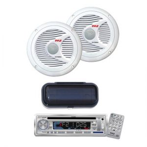 AM/FM-MPX IN -Dash Marine CD/MP3 Player/USB & SD Card Function150 Watts 6.5'' 2 Way White Marine SpeakersWhite Water Resistant Radio Shield (KTMRGS58)