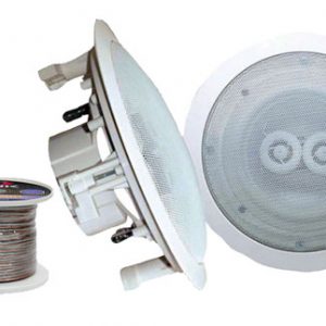 Pair of 5.25'' In-Ceiling (Dual Channel) Weather Proof Speakers + 100 ft. Spool Speaker Wire (KTWRC52W)