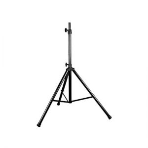 SS-300 Folding Tripod DJ Speaker Stand telescopes to 6 ft and supports up to 80 pounds on a 1 3/8 inch diameter pipe. (MRSS300)