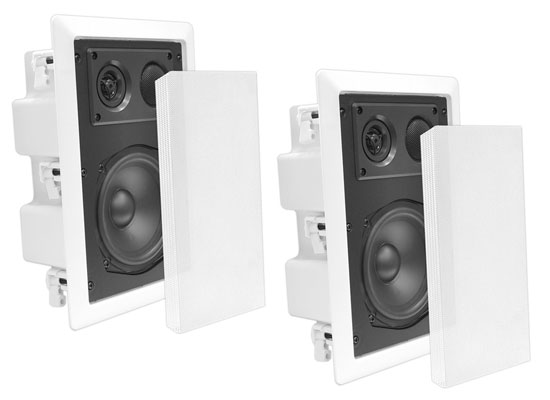 In-Wall / In-Ceiling Dual 6.5'' Enclosed Speaker System, 2-Way, Flush Mount, White (PDIW67)