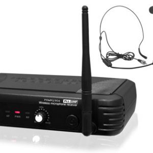 Premier Series Professional UHF Wireless Microphone System, Includes Body-Pack Transmitter, Headset Mic & Lavalier Mic (PDWM1904)
