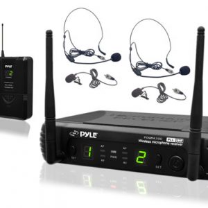 Premier Series Professional UHF Microphone System with Selectable Frequencies, Includes (2) Body-Pack Transmitters, (2) Headset & (2) Lavalier Mics (PDWM3400)