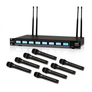 8-Ch. Wireless Microphone System, UHF Microphone Receiver Kit with (8) Mics, Rack Mount (PDWM8325)