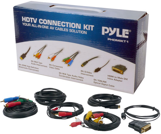 HDTV Audio/Video Cable Connection Kit Compatible w/ Plasma, LCD/LED/DLP/DVD and Audio Players (PHDMIKT1)
