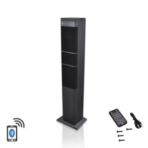Bluetooth 2.1 Channel Sound Tower Speaker System with USB Flash Drive Reader, AUX (3.5mm) & RCA Input Connectors, FM Radio, Remote Control (RBPHITB65BK)