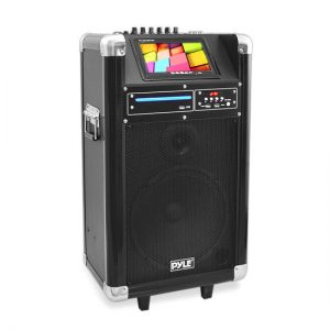 Karaoke Vibe Portable Bluetooth Multimedia PA System with Built-in Rechargeable Battery, Wireless Microphone, 7 Inch Display Screen, 10 Inch Subwoofer, 400 Watt (PKRK10)
