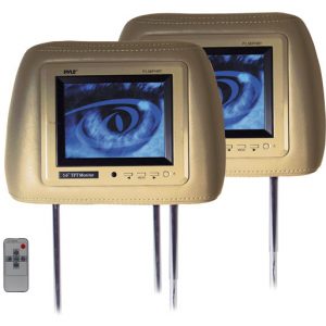 Pyle-View Series Headrest Pair with Built-in 5.6'' TFT-LCD Monitors (Tan) (RBPL56PHRT)