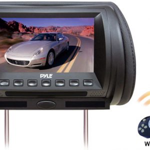 Adjustable Hideaway Headrest 7'' TFT Video Monitor W/Built In  DVD/USB/SD Player & Wireless IR/FM Transmitter/ Built In 32 Video Game System (RBPL70HDB)
