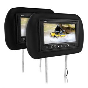 Adjustable Headrest Pair with Built-in 7'' TFT-LCD Monitors (Black) (PL71PHB)
