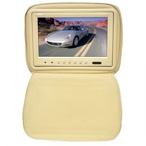 Adjustable Headrests w/ Built-In 9'' TFT/LCD Monitor W/IR Transmitter & Cover (Tan) (PL91HRTN)