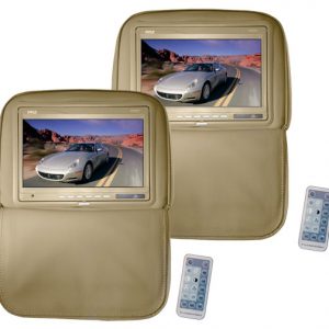 Pair of Adjustable Headrests w/ Built-In 9.2 TFT Monitor (Tan) (RBPL92PHRT)