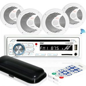 Bluetooth Marine Stereo Radio Receiver & Waterproof Speaker Kit, Hands-Free Talking, CD Player, MP3/USB/SD Readers, AM/FM Radio, (4) 6.5’’ Speakers (PLCDBT85MRW)