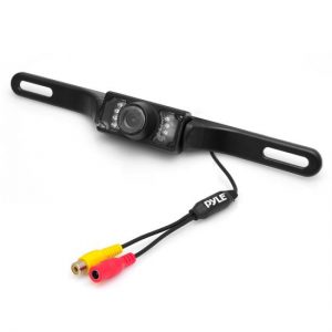 Rear View Backup Parking/Reverse Camera, License Plate Mount, Weatherproof, Night Vision, Distance Scale Line Display, Swivel Angle Adjustable Cam (PLCM10)