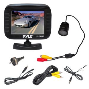 Rearview Backup Camera & Monitor System, Night Vision, Waterproof, Flush Mount Cam, 3.5'' Display (PLCM35R)