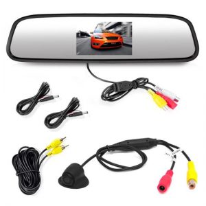 Rearview Backup Camera & Mirror Monitor, Waterproof Night Vision Cam, 4.3'' Screen, Distance Scale Lines, Parking/Reverse Assist (PLCM4340)