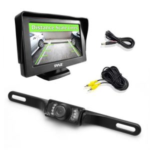 Rearview Backup Camera & Monitor Parking/Reverse Assist System, Night Vision Waterproof Cam, 4.3'' Display, Distance Scale Lines, Swivel Angle Adjustable Cam (PLCM46)