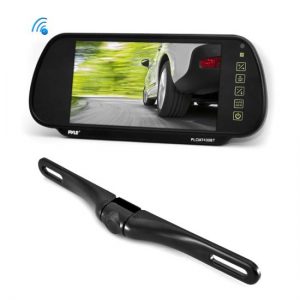 Bluetooth Rearview Backup Camera & Monitor System, 7'' Mirror Mount Display Screen, Wireless Hands-Free Talking & Music Streaming, Distance Scale Lines, Night Vision Waterproof Cam, MP3/USB/SD Readers (PLCM7400BT)