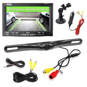 Backup Rearview Camera & Monitor Parking/Reverse Assist System, Waterproof, Night Vision, 7'' Display, Distance Scale Lines, Swivel Angle Adjustable Cam (PLCM7500)