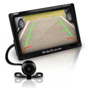 Rear View Backup Camera and Monitor System with 7'' LCD Display Screen, Waterproof Night Vision Camera, Distance Scale Lines, Parking/Reverse Assist (PLCM7700)
