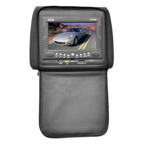 Adjustable Headrest w/ Built-In 7'' TFT/LCD Monitor w/ Built in DVD Player & IR/FM Transmitter With Cover (Black) (PLD72BK)