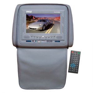 Adjustable Headrest w/ Built-In 7'' TFT/LCD Monitor w/ Built in DVD Player & IR/FM Transmitter With Cover (Gray) (PLD72GR)