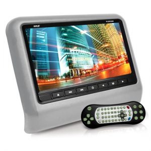 Headrest Vehicle 9'' Video Display Monitor, CD/DVD Player, USB/SD Readers, HDMI Port (Gray) (PLD93GR)