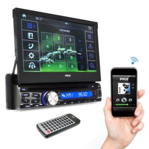 7-inch Bluetooth Headunit Receiver, Built-in Mic for Hands-Free Call Answering, Touch Screen, CD/DVD Player, USB/Micro SD Readers, AM/FM Radio, AUX Input, Single DIN (PLDT87BT)