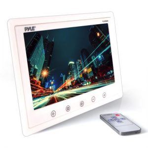 9.2'' Hi-Res Widescreen Digital Monitor Display Screen, Dual RCA Video Input Connectors, Detachable Shroud Mount Housing (White) (PLHR98W)