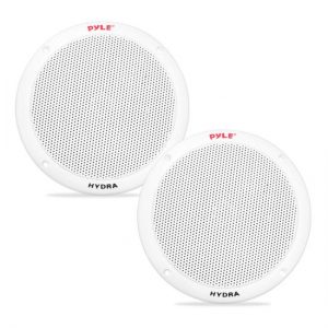 Dual 6.5'' Waterproof Marine Speakers, 2-Way Full Range Stereo Sound, 400 Watt, White (PLMR605W)