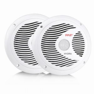 Dual 6.5'' Waterproof Marine Speakers, Full Range Stereo Sound, 150 Watt, White (PLMR60W)