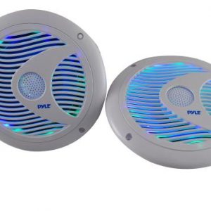 6.5'' Waterproof Audio Marine Grade Dual Speakers with Built-in Programmable Multi-Color LED Lights, 150 Watt, White (PLMR6LEW)