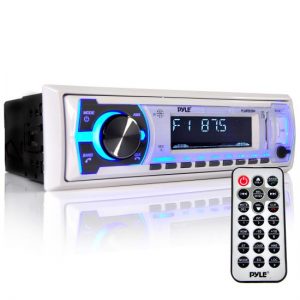 Bluetooth In-Dash Stereo Radio Headunit Receiver, Wireless Music Streaming, Hands-Free Call Answering, MP3 Playback, USB/SD Card Readers, Aux (3.5mm) Input, Remote Control, Single DIN (PLMRB29W)