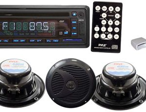 Complete Marine Water Proof 4 Speaker CD/USB/Mp3/Combo 6.5''Speakers w/ Stereo Cover And USB Drive (Black) (RBPLMRKIT109)
