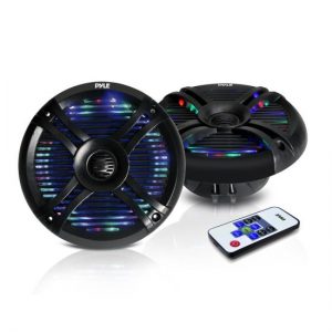 6.5'' Waterproof Audio Marine Grade Dual Speakers with Built-in Programmable Multi-Color LED Lights, 250 Watt, Black (PLMRX68LEB)