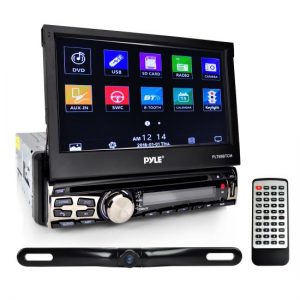 7-inch Bluetooth Headunit Receiver & Backup Camera Kit, Built-in Mic for Hands-Free Call Answering, Touch Screen, CD/DVD Player, USB/Micro SD Readers, AM/FM Radio, AUX Input, Single DIN, Waterproof Rearview Night Vision Cam (PLT85BTCM)