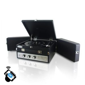 Retro Vintage Classic Style Bluetooth Turntable Record Player with Vinyl-to-MP3 Recording  (Black) (PLTT82BTBK)