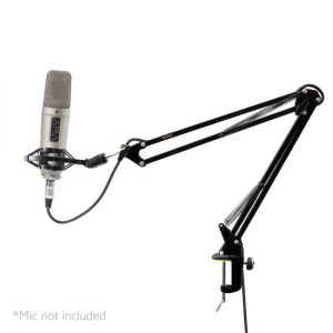 Suspension Microphone Boom Stand - Studio Scissor Arm Mic Mount Holder with Shock Mount Clip (Table Clamp Style) (PMKSH01)