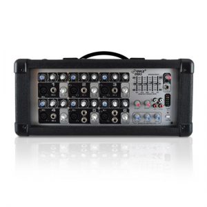 6-Channel Powered PA Mixer / Amplifier, 150 Watt, Aux (3.5mm) and RCA Input Connector Jacks, Graphic EQ (PMX601)