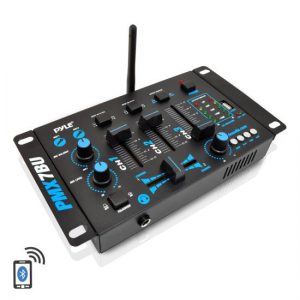 Bluetooth 3-Channel DJ MP3 Mixer, Mic-Talkover, USB Flash Reader, Dual RCA & Microphone Inputs, Headphone Jack (PMX7BU)