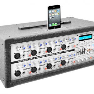 8-Channel 600 Watt Professional Mixer, Built-in 30 Pin iPod Dock, MP3 Player Input, SD and USB Flash Memory Readers (PMX830I)