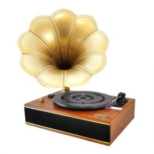 Vintage Classic Style Bluetooth Turntable Gramophone Phonograph Vinyl Record Player with Vinyl-to-MP3 Recording (PNGTT12RBT)