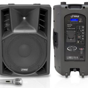 15'' 1400 Watt Portable Powered 2 Way Full Range PA Speaker w/Built-in iPod Dock USB SD and Remote control/ Microphone Included (RBPPHP158AI)