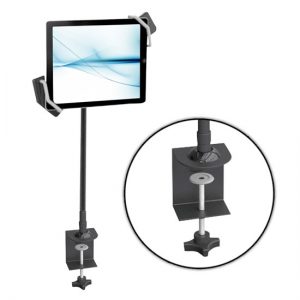 Gooseneck Seat Desk Bolt Clamp Mount Bracket Tablet Holder For All iPads, Kindle, Androids, eReaders, Nexus,Sansumg Galaxy Table/Surface Clamp, Swivel/Adjustable Gooseneck Arm, LED Lights, & USB Charge Port (PSPAD15)