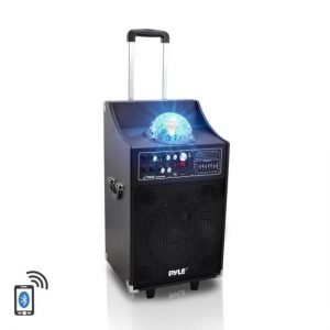 600 Watt Disco Jam Bluetooth 2-Way PA Speaker System w/ USB & SD Card Readers, FM Radio, 3.5 mm Input & Flashing DJ Lights (RBPSUFM1049A)